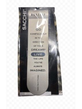 SACCHI Silvertone Metal Bookmark Henry David Thoreau Inspirational Quote